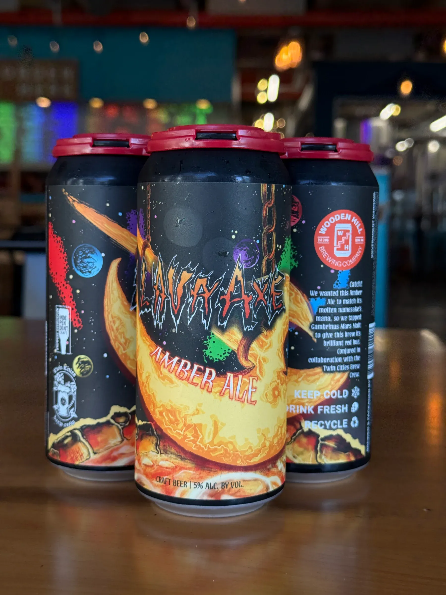 A 4-pack of cans of Lava Axe