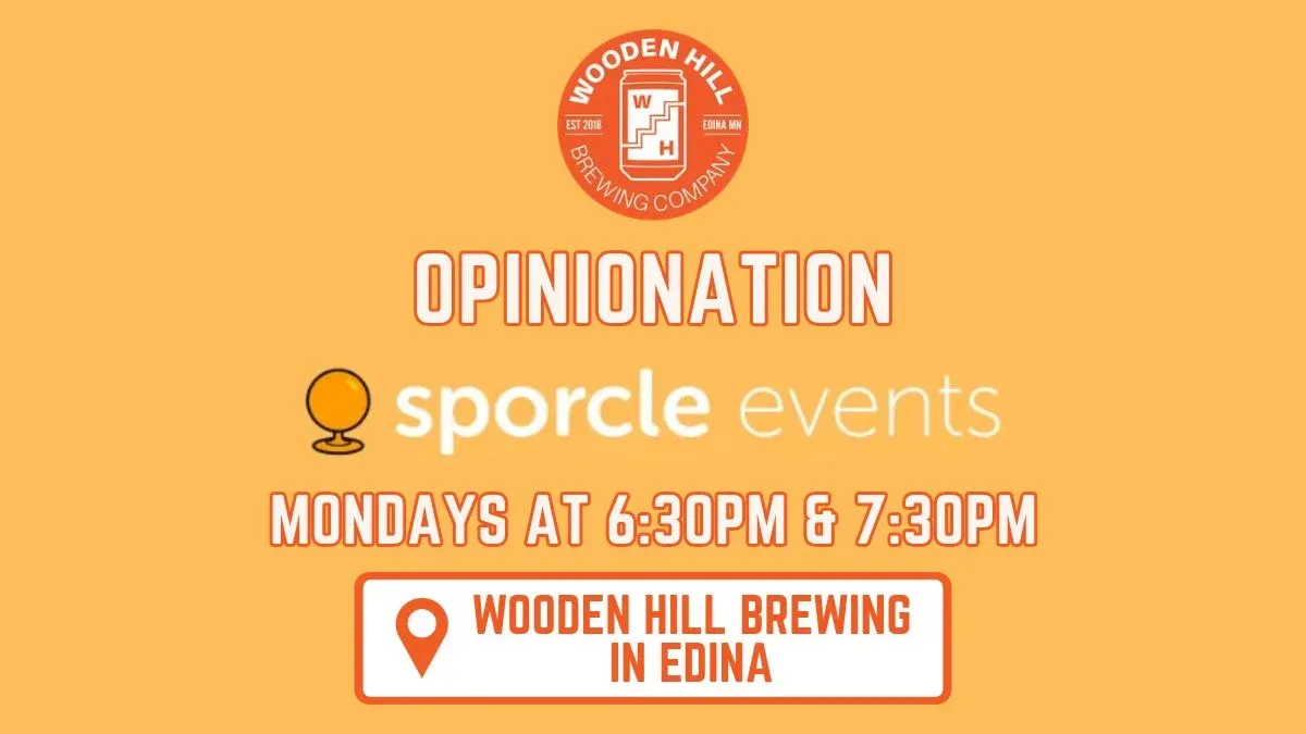 Opinionation mondays at 6:30pm at wooden hill