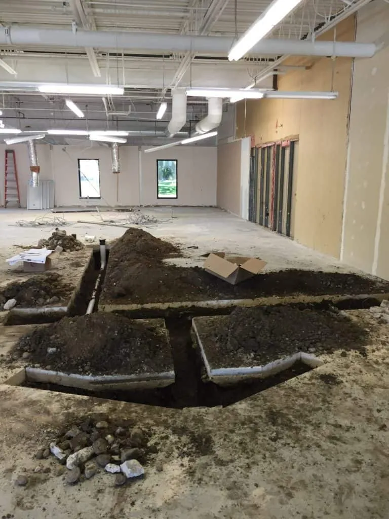 Ground work on the concrete floors