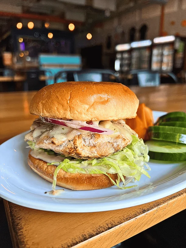 the grilled ceasar chicken sandwich on a plate