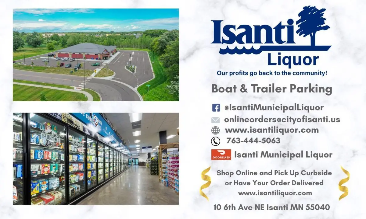 Graphic of a liquor store, Isanti Liquor, located in Isanti, Minnesota.